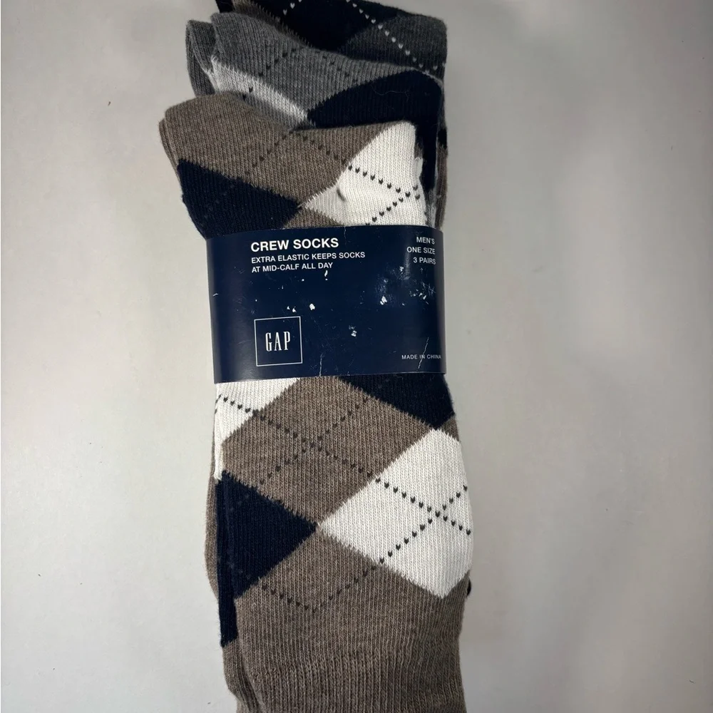 GAP Men's Crew‎ Socks - Brown, Black, and White
